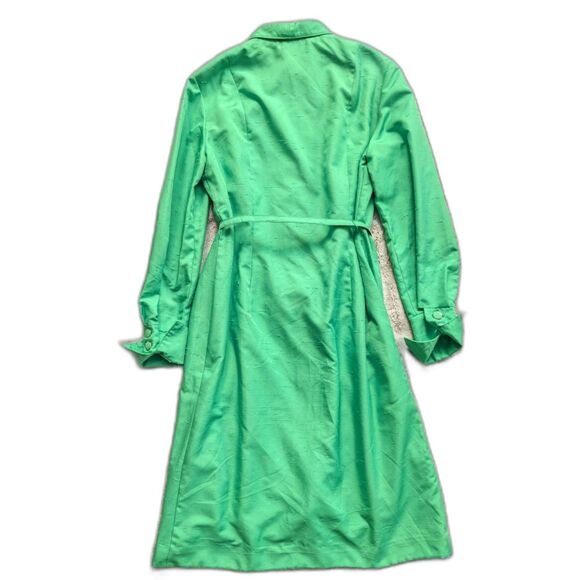 Vintage 70s QIANA Shantung Dagger Collar Button Front Midi Shirt Dress, Sz. 6/8 - Picture 11 of 13